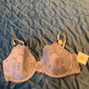 Avenue NWT grey lace perfect plunge bra 48DDD